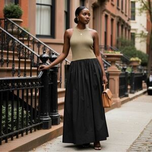 Banana Republic Mixed Media Ribbed Knit Maxi dress NWT